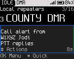 Call alert received