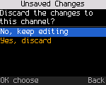 Leaving the channel editor with unsaved changes