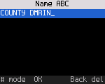 Text entry: a channel name on the keypad
