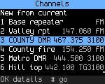 Every channel by number, light blue highlight