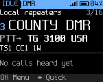 Home, DMR channel, light blue highlight