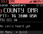 Home, DMR channel, red highlight
