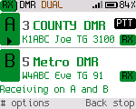 Dual watch on two receivers: a call on each, light theme