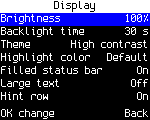 Display settings, high-contrast theme