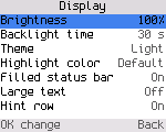 Display settings, light theme
