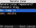 Deleting a zone asks first