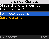 Leaving the channel editor with unsaved changes
