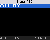 Text entry: a channel name on the keypad