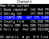 Every channel by number, high-contrast theme