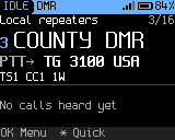 Home, DMR channel, light blue highlight