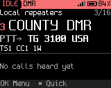 Home, DMR channel, red highlight