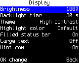 Display settings, high-contrast theme