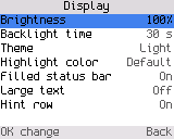 Display settings, light theme