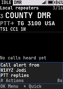 Call alert received