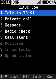 Caller actions