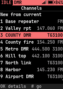 Every channel by number, red highlight