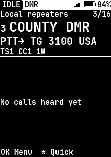 Home, DMR channel, high-contrast theme