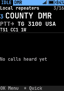 Home, DMR channel, light blue highlight