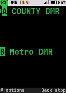 Dual watch on two receivers, large text
