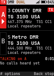 Dual watch: transmitting on A
