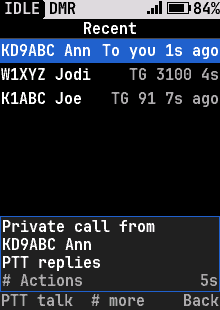 Recent calls