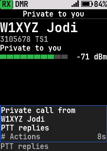 Receiving a private call