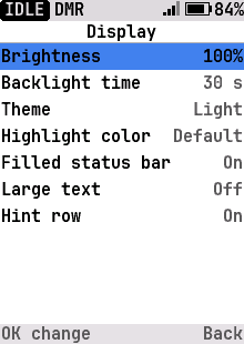 Display settings, light theme
