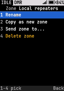 Zone options